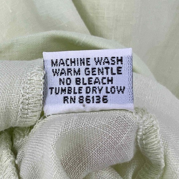 BRYN WALKER Linen Artist Shirt Womens Medium Light Lime Green Boat Neck Resort - Picture 9 of 15
